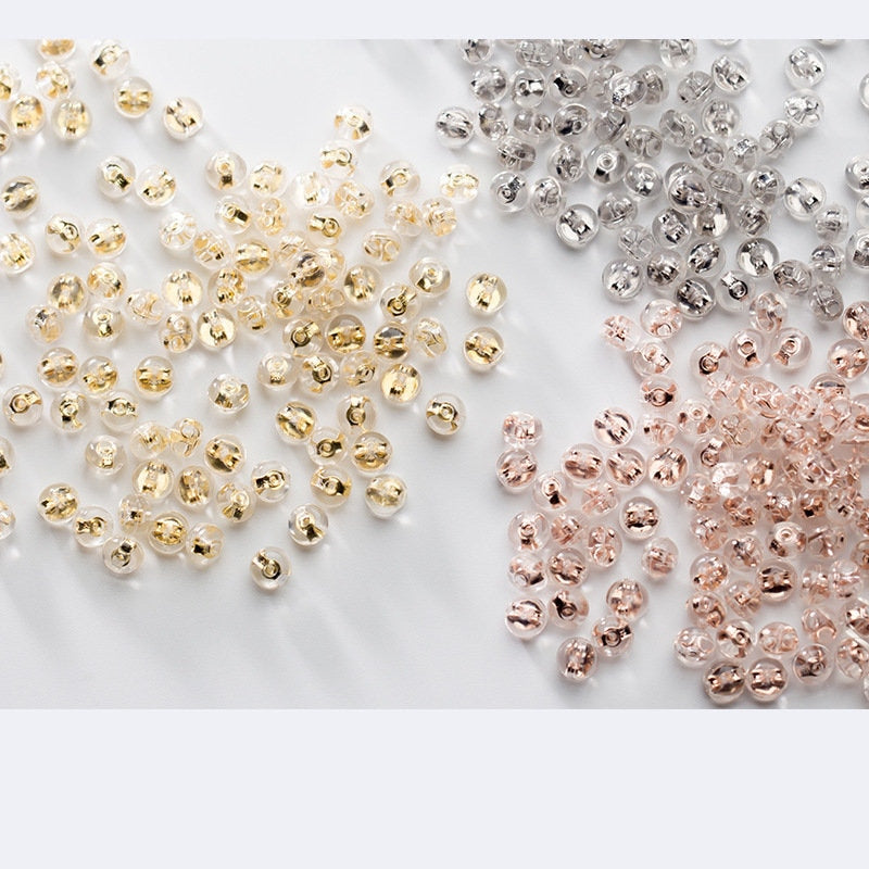 Silicone paving 925 Silver Earring Backs (Silver/Gold/Rose Gold)