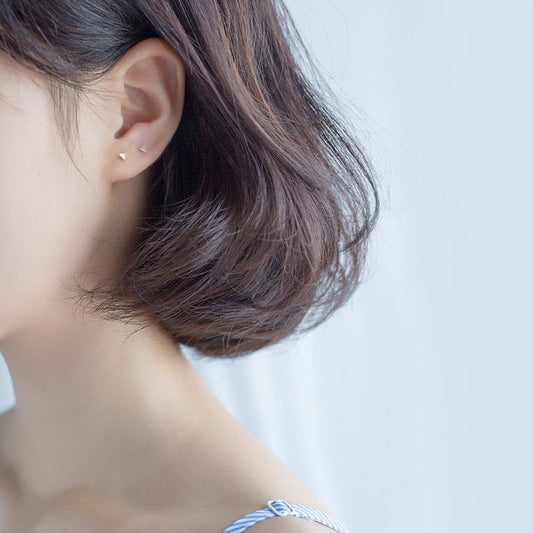 Tiny Pyramid Stud Earrings