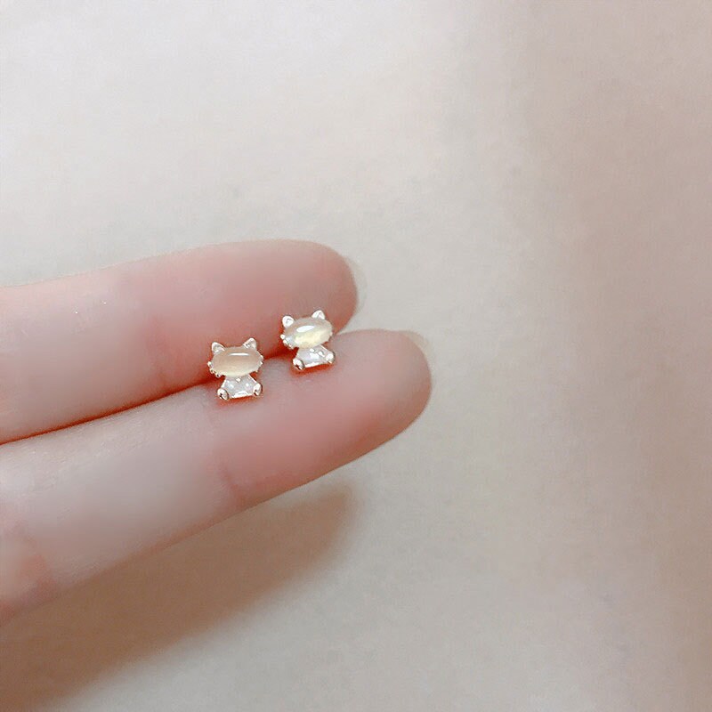 Gold Cat Stud Earrings