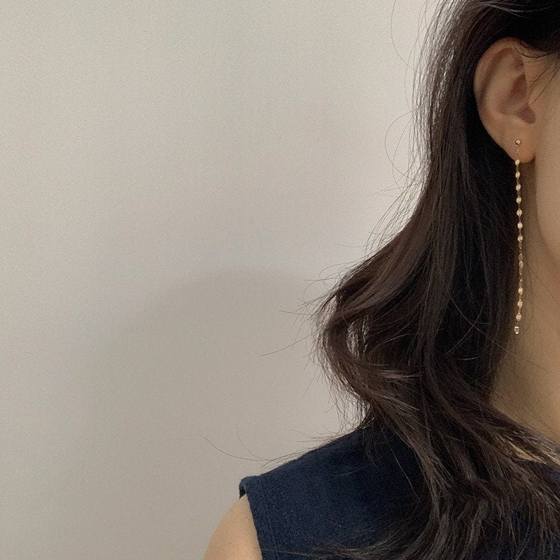 Gold Threader Chain Drop Earrings