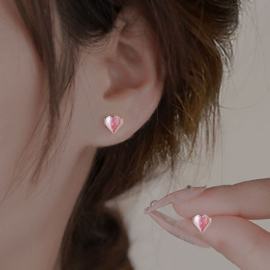 Pink Heart Stud Earring