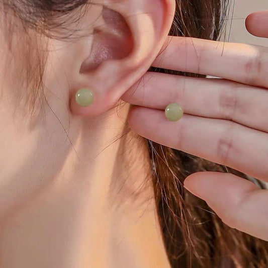Natural Jade Stud Earring
