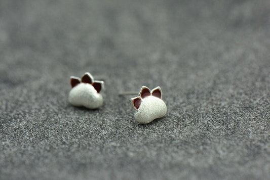 Bear paw earrings| paw print earrings studs| sterling silver paw print earrings