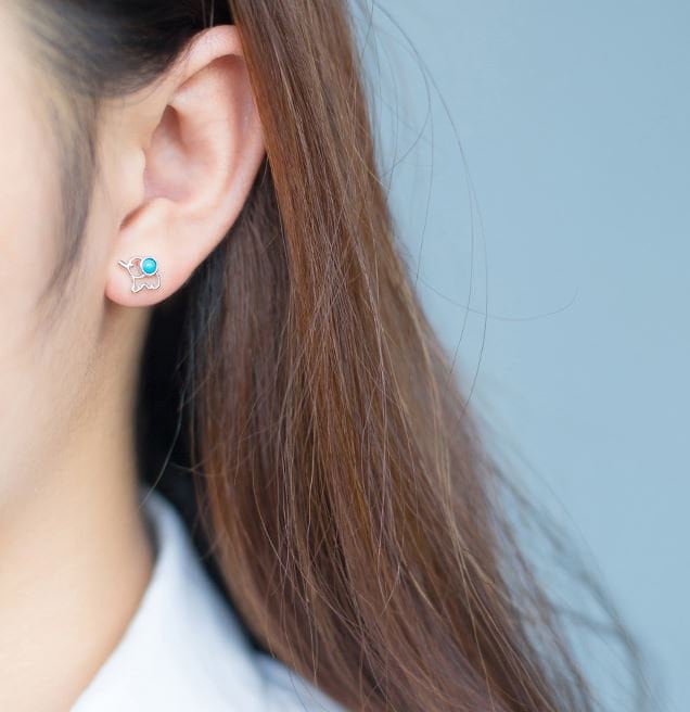 Sterling Silver Turquoise Elephant Stud Earring