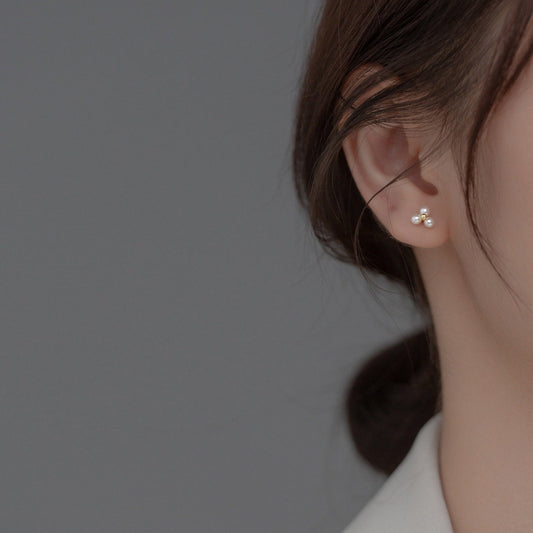 Triangle Pearl Stud Earrings