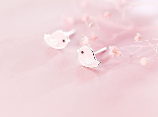 Sparrow Earrings| Bird earrings| Earrings birds| Pink earrings