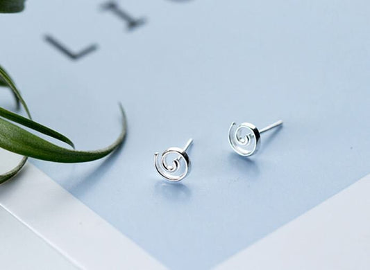 Spiral stud earrings| Spiral earrings| Silver spiral earrings