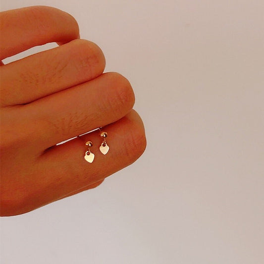 Heart dangle earrings| Gold heart earrings| Gold ball earrings drop