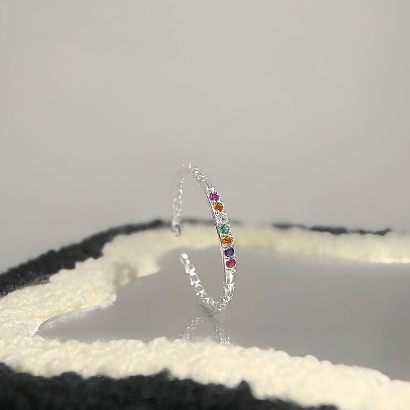 Open circle ring| Open ring| Adjustable rings jewelry| Color ring