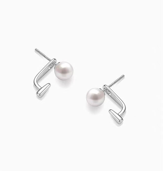 14k Gold Plated 925 Silver Pearl Ear Jacket, Gold Simulated Pearl Ear Jacket Earring, Front Back Earrings, Minimalist Pearl Earring, E295