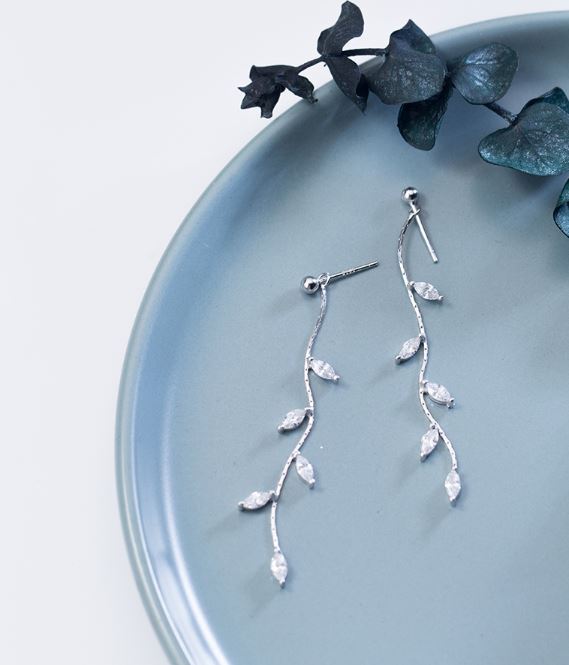 Sterling Silver Leaves Dangle & Drop Earrings, Delicate Leaf Dangle Earrings, Minimalist Leaf Earrings, Wedding Earrings, Bridal Gifts, E285