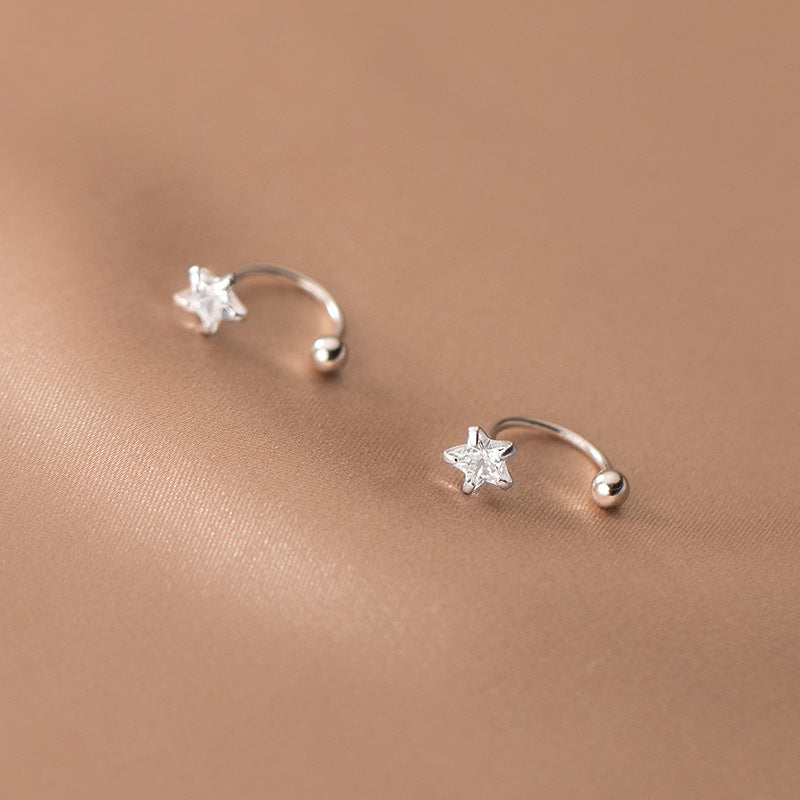 Gold Tiny CZ Star Arc-shaped Screw Back Earrings, Star Ear Jacket, Ear Jacket Earrings, Minimalist CZ Ear Jacket, Gift for her, E294