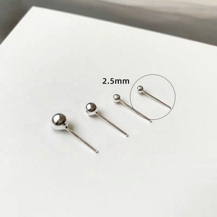 Sterling Silver Ball Stud Earrings, Tiny Gold Ball Studs, Minimalist Ball Earring for Women & Men, Silver or Gold, Helix Studs E147