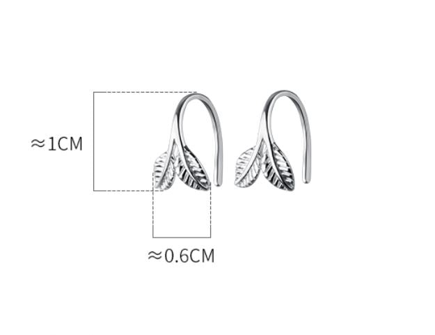 925 Silver Sprout Hoop Earrings, Leaf Huggie Earrings, Dainty Leaf Crawler Earrings, Leaf Hoop Earrings, Leaf Hook Earring, Ear Jacket, E175