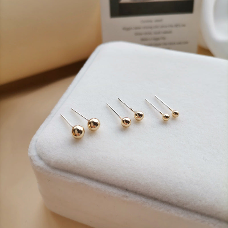 Sterling Silver Ball Stud Earrings, Tiny Gold Ball Studs, Minimalist Ball Earring for Women & Men, Silver or Gold, Helix Studs E147