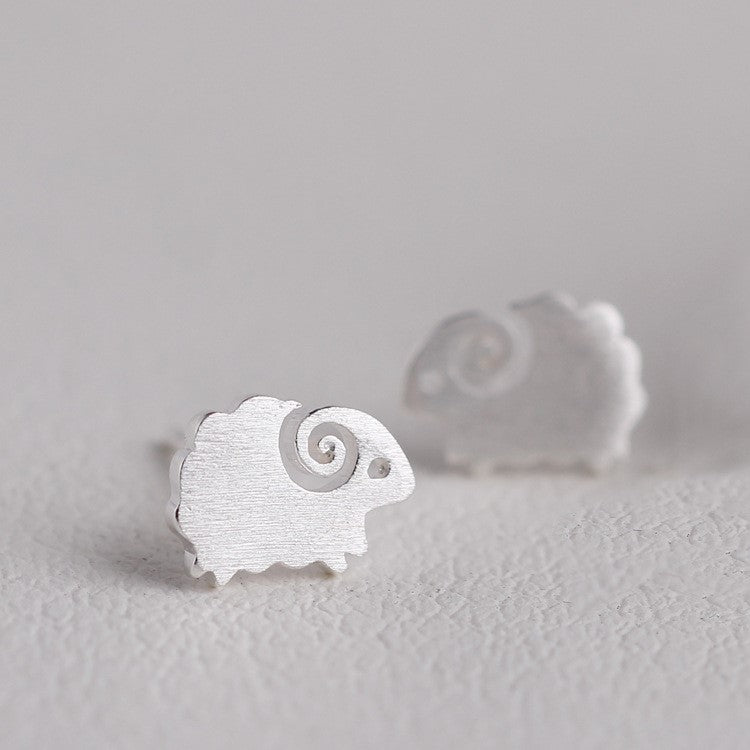 Sterling Silver Cute Sheep Stud Earrings, Adorable Sheep Animal Studs, Dainty Animal Earrings, Pretty and Lovely Design, Minimalist, E203