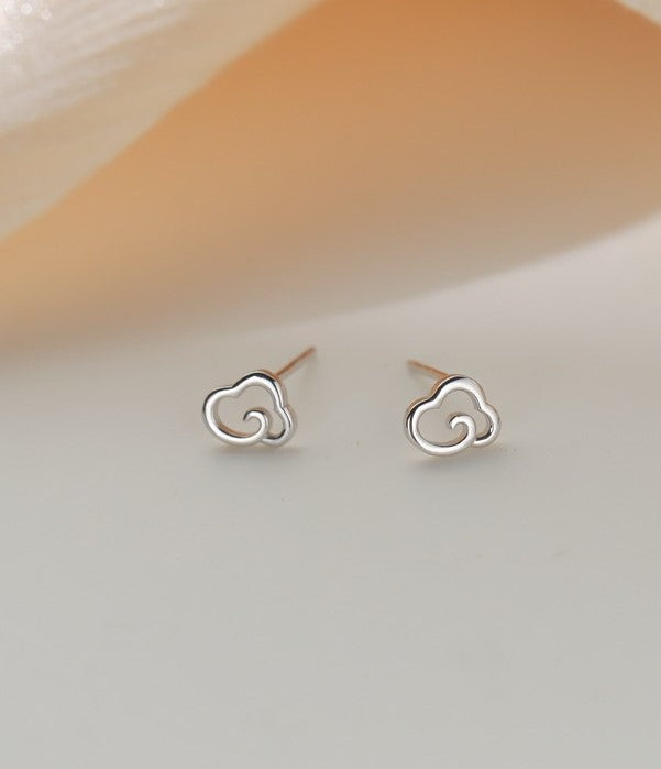 1 Pair | Tiny Cloud Stud Earrings, Gold Plated Sterling Silver Cloud Earrings, Mini Cute Earrings, Lovely Cloud Stud Earrings, Gifts, E06