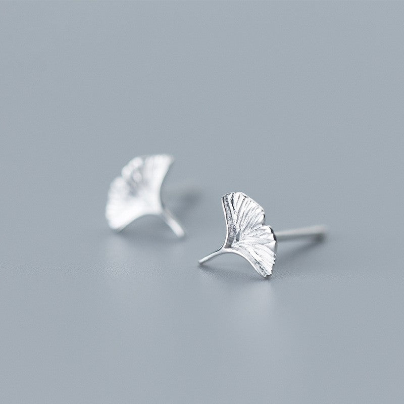 1 Pair | 925 Silver Tiny Ginkgo Leaves Stud Earrings, Dainty Plant Earrings, Minimalist Leaf Studs, Silver or Gold, Helix Studs, Gifts, E247