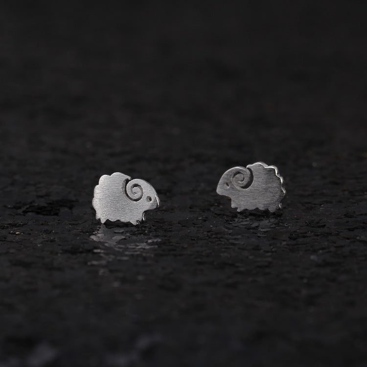 Sterling Silver Cute Sheep Stud Earrings, Adorable Sheep Animal Studs, Dainty Animal Earrings, Pretty and Lovely Design, Minimalist, E203