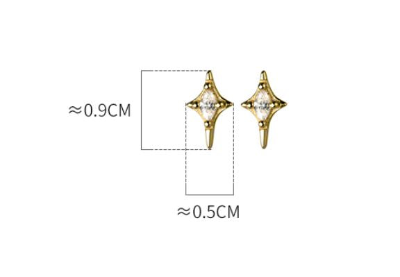 Nordstern-Ohrstecker, Sterling-Silber-CZ-Stern-Ohrring, Starburst-Ohrring, himmlischer Ohrring, goldener Stern-Ohrring, minimalistische Ohrstecker, E301