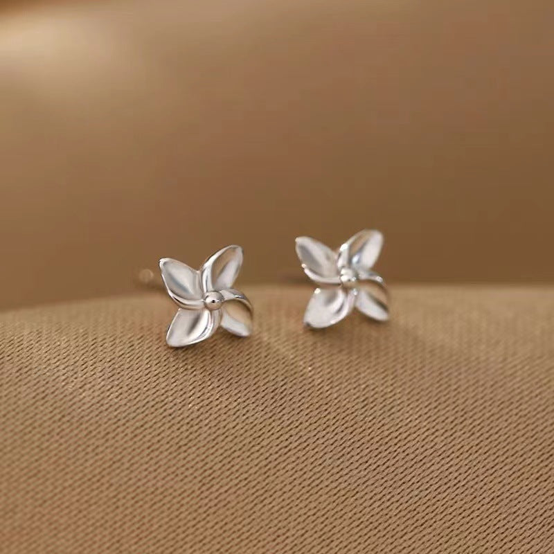 14k Gold Plated Sterling Silver Tiny Windmill Stud Earrings, Gold Tiny Studs, Tiny Flower Studs, Minimalist Earrings, Helix Studs, E226