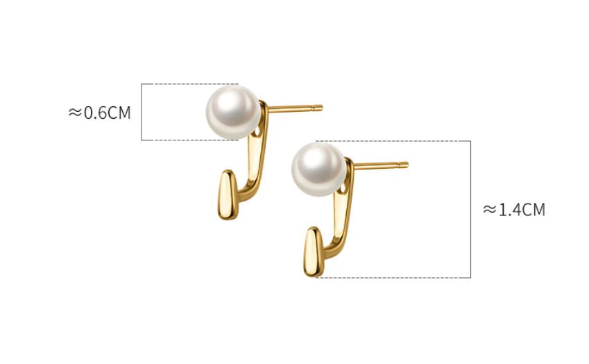 14k Gold Plated 925 Silver Pearl Ear Jacket, Gold Simulated Pearl Ear Jacket Earring, Front Back Earrings, Minimalist Pearl Earring, E295