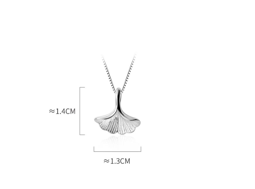 Sterling Silver Ginkgo Leaf Necklace, Dainty Leaves Necklace, Silver Leaf Pendant, Minimalist Ginkgo Necklace, Gifs for Her, N40