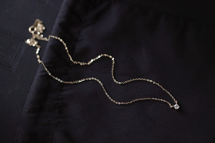 Winzige CZ-Halskette aus Sterlingsilber, zierlicher, rund geschnittener CZ-Funkelnder CZ-Halsband, hübscher und trendiger Halsband, stapelbare Halskette, Geschenke für Sie, N33