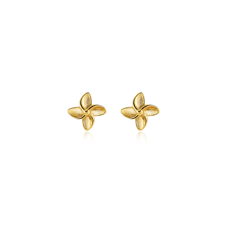 14k Gold Plated Sterling Silver Tiny Windmill Stud Earrings, Gold Tiny Studs, Tiny Flower Studs, Minimalist Earrings, Helix Studs, E226