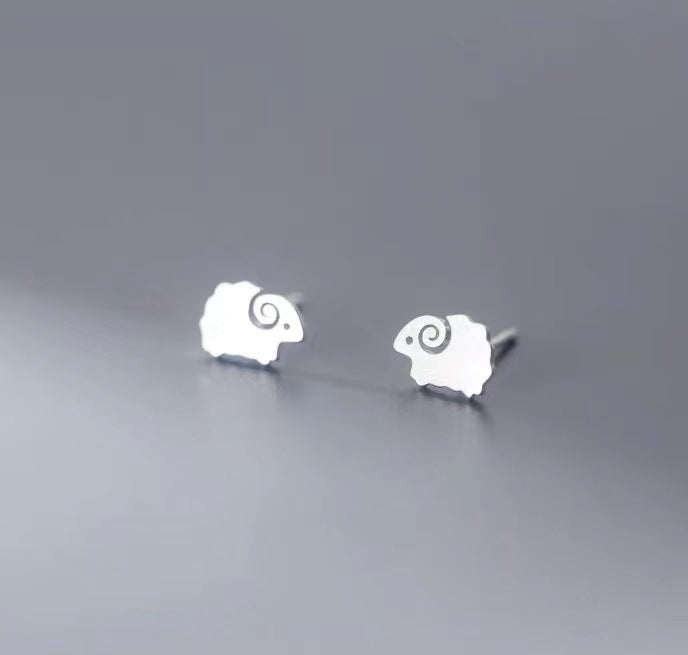 Sterling Silver Cute Sheep Stud Earrings, Adorable Sheep Animal Studs, Dainty Animal Earrings, Pretty and Lovely Design, Minimalist, E203