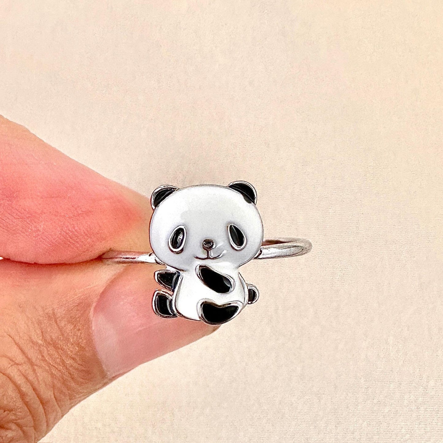 Open Size Panda Ring, Dainty Panda Adjustable Ring, Panda Open Size Ring, Panda Skinny Open Ring, Cute Animal Ring, Gifts for Her/Girls