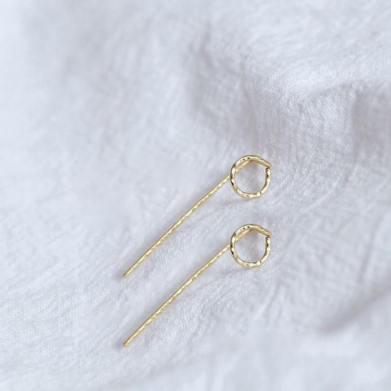 Sterling Silver Circle Stick Earrings, 2022 New Arrival Earrings, Stick Post Earrings, Gift for Her, Perfect for Everyday, E22