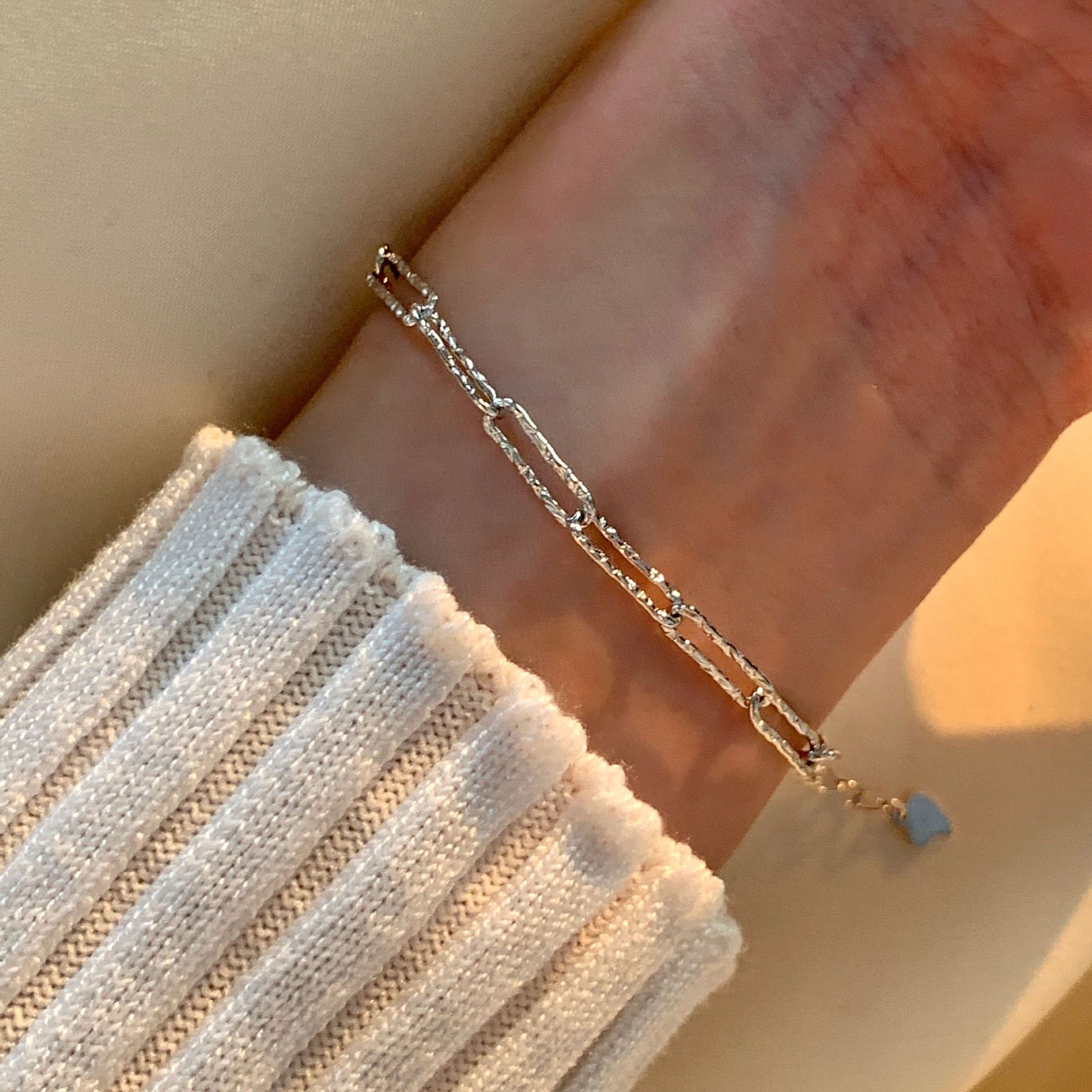 Italy Sterling Silver Sparkly Bracelets, Twist Shiny Bracelet, Square Link Chain Silver Bracelets, Dainty Stackable/Layered Bracelet, B02