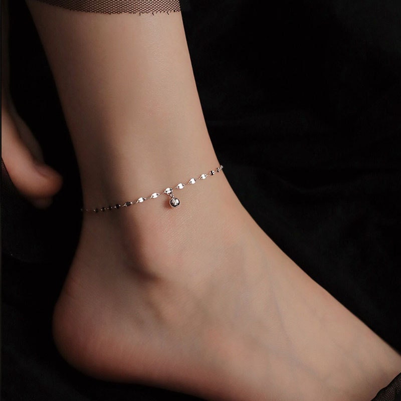 S925 Silver Ball Drop Anklets, Gold Lucky Ball Anklets, 14k Gold Plated 925 Silver Anklets with Little Ball, Dainty Ankle Bracelet, Gift A01