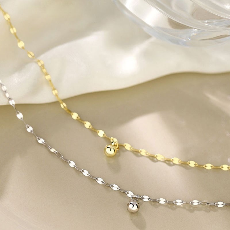 S925 Silver Ball Drop Anklets, Gold Lucky Ball Anklets, 14k Gold Plated 925 Silver Anklets with Little Ball, Dainty Ankle Bracelet, Gift A01