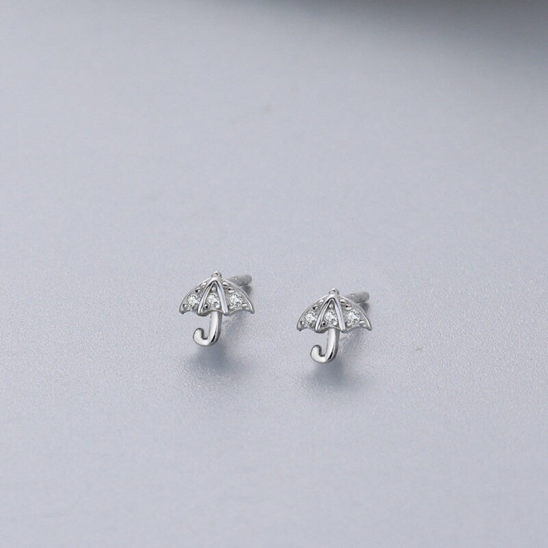 1 Pair | Sterling Silver Umbrella Stud Earrings, Small Umbrella Earrings, Tiny Studs, Helix/Tragus Studs, Minimalist Unique Earrnig, E289