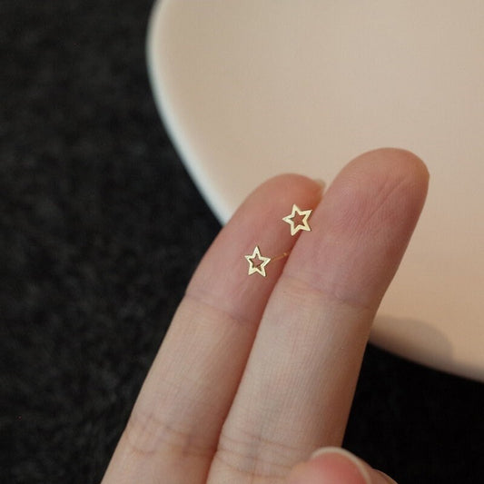 1 Pair | Gold Plated 925 Silver Tiny Star Stud Earrings, Gold Star Earrings, Minimalist Star Studs, Perfect Earrings for Everyday, Gift, E41