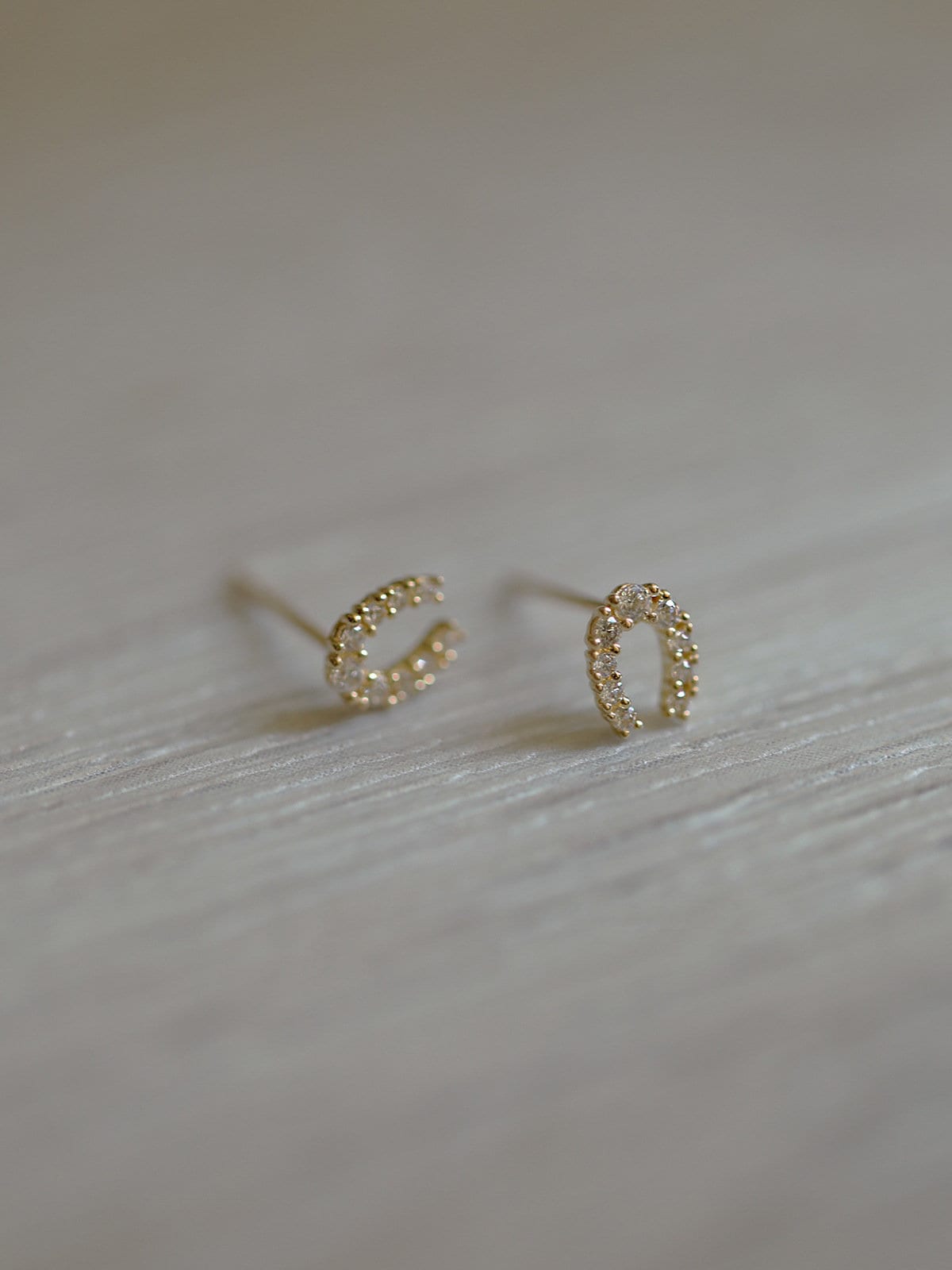 1 Pair | 14K Gold Plated Sterling Silver Horseshoe Stud Earrings, Small U Shape Sparkly CZ Studs, Tragus/Cartilage Studs, Gifts for Her, E52