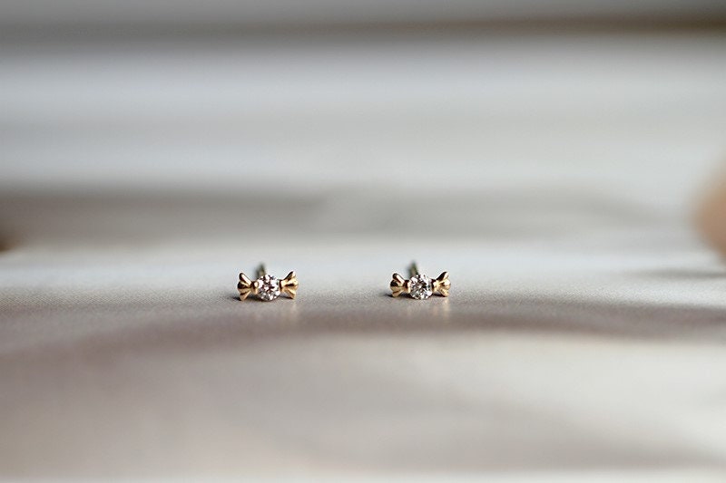 1 Pair | Gold Plated Sterling Silver Tiny Candy Stud Earrings, Lovely Candy Minimalist Earrings, Sweet and Pretty Candy Design, Gifts, E82