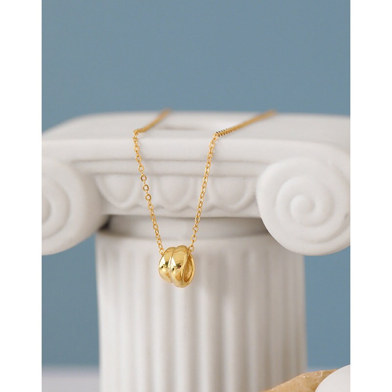 Sterling Silver Spiral Shell Shape Necklace, 18k Gold Vermeil Abstract Geometry Necklace, Two Color Available, Mothers Day Present