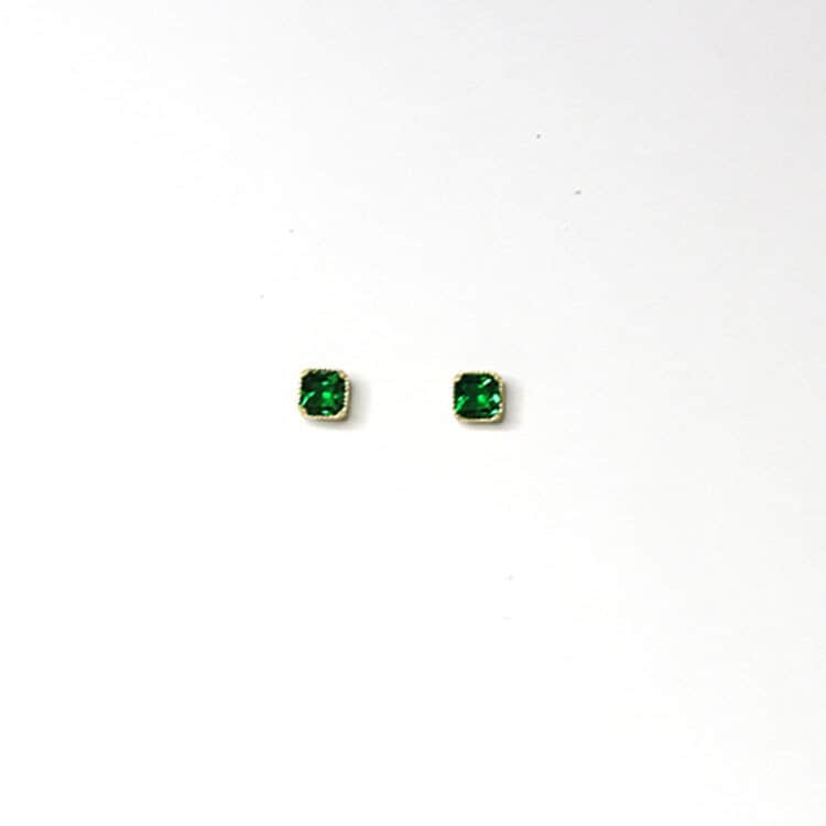 Dainty Tiny Emerald CZ Earrings, Gold Small Emerald CZ Earring,14k Gold Plated 925 Silver Green CZ Stud Earrings, Gifts for Her, E42