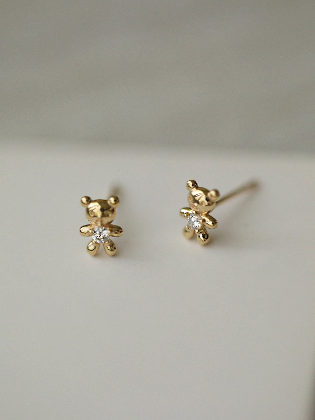 Sterling Silver Teddy Bear Stud Earrings, Tiny Animal Stud Earrings, Gold Bear Earring, Pretty and Adorable Design, Two Color Available E123