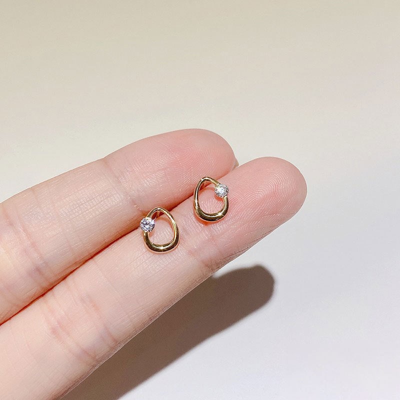 Dainty CZ Hollow-out Waterdrop Earrings, 925 Silver Teardrop Shape Earrings, Modern Style, Geometry Earring, Gold Earring Gift for her E141