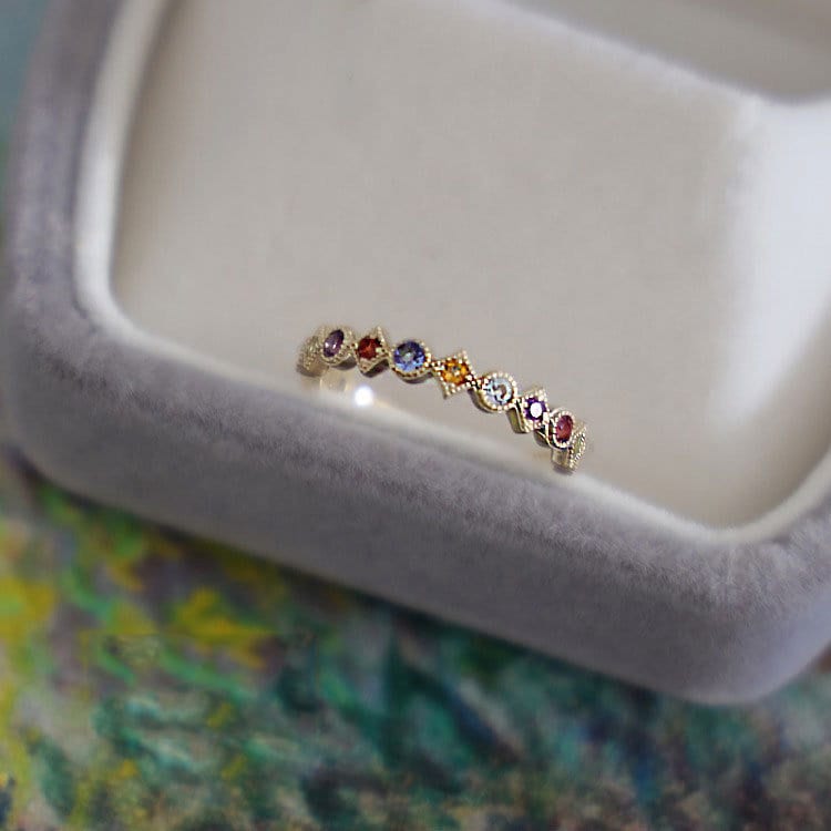 14k Gold Plated 925 Silver Colourful Rainbow CZ Adjustable Ring, Vintage Style Open Size Ring, Skinny Open Ring, Minimalist Ring, Gifts, R07