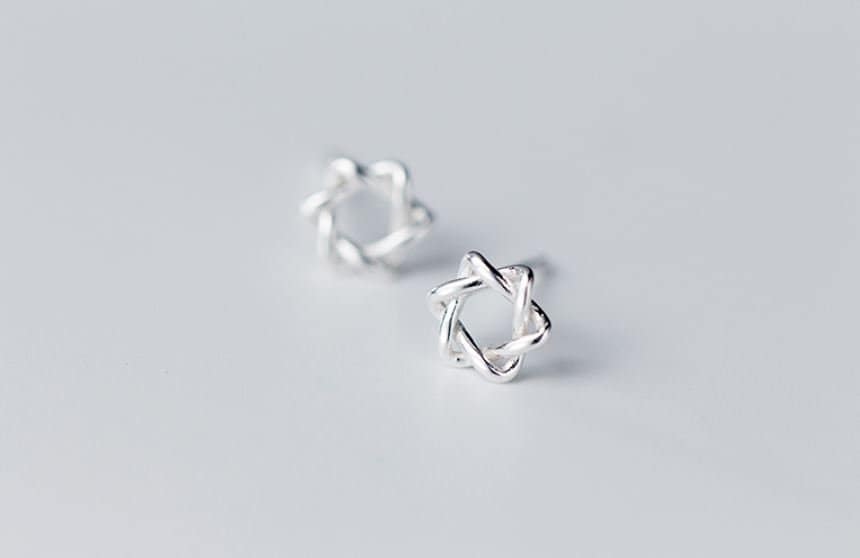 1 Pair | Sterling Silver Six Point Star Stud Earrings, Hollow North Star Earrings, Minimalist Geometry Studs, Pretty and Modern Style, E109