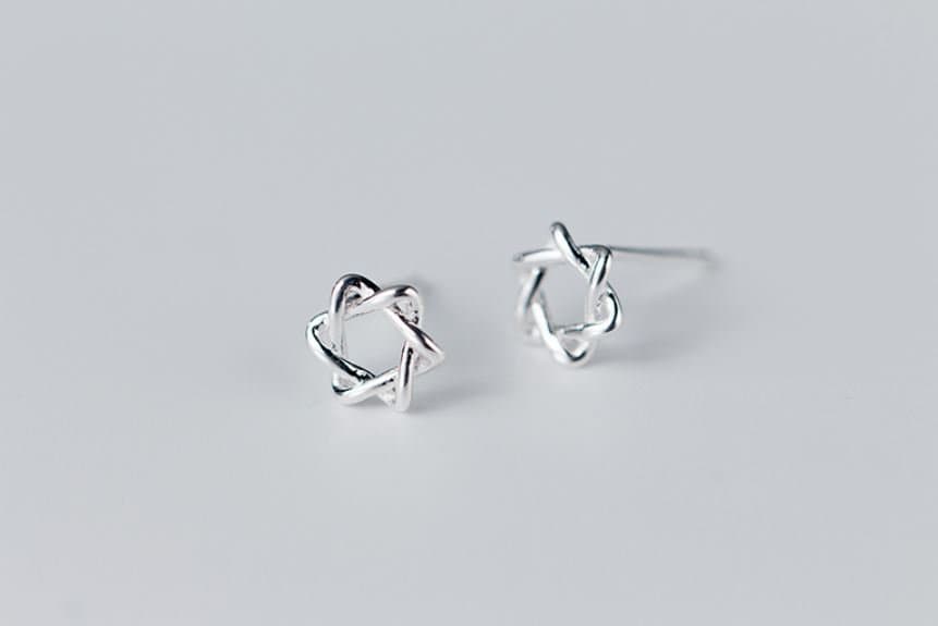 1 Pair | Sterling Silver Six Point Star Stud Earrings, Hollow North Star Earrings, Minimalist Geometry Studs, Pretty and Modern Style, E109