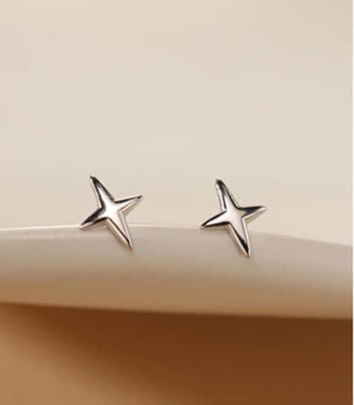 1 Pair | 925 Silver 4-Point Star Threader Drop & Dangle Earrings, Star Tassel Drop Earrings, Dainty North Star Earrings, Modern Star Design