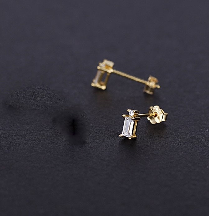 1 Pair| 14k Gold Plated 925 Silver Tiny Perfume CZ Stud Earrings, Sparkly CZ Perfume Studs, Sweet and Pretty Design, Minimalist Earring E200