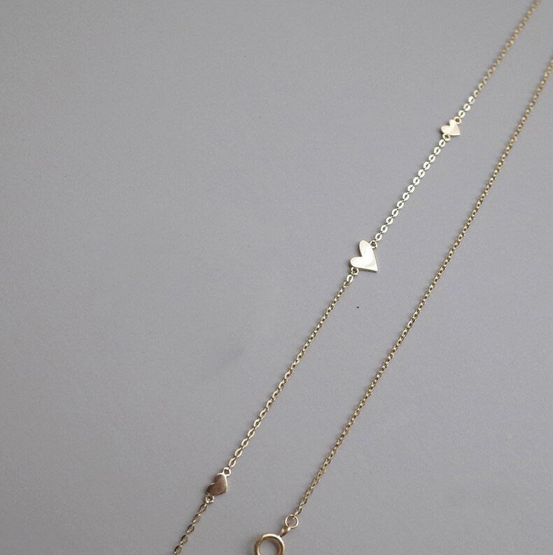 14k Gold Plated 925 Silver Dainty Heart Charm Necklace, Minimalist Heart Gold Choker, Delicate Heart Necklace, Sweet and Pretty Design, N26