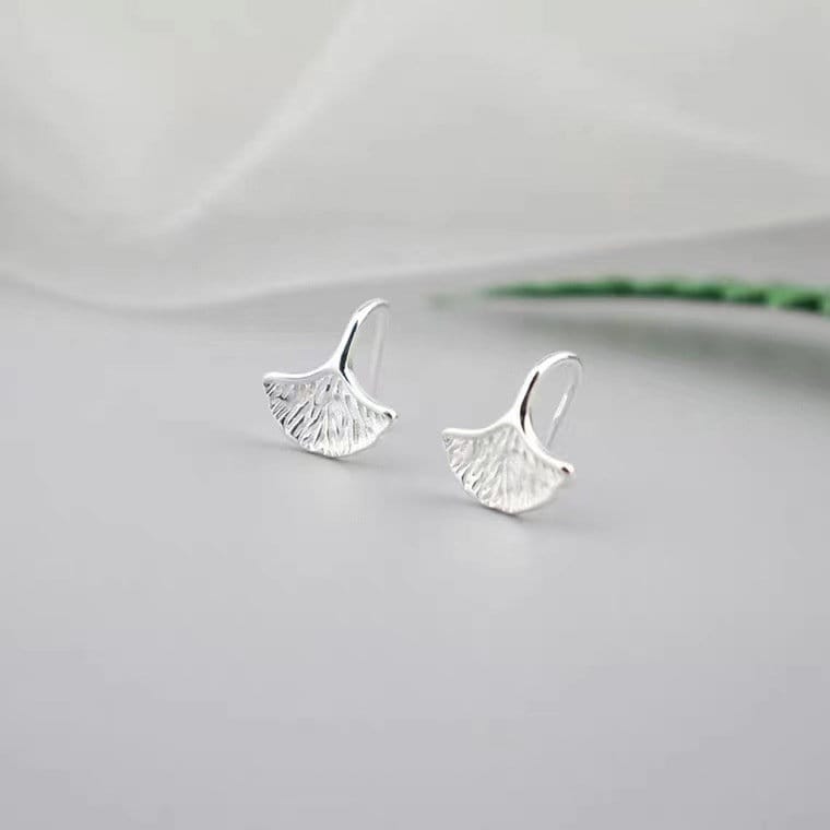 Sterling Silver Ginkgo Leaves Hook Earrings, Dainty Plant Leaf Crawler Earrings, Ginkgo Leaf Drop & Dangle , Gifts for Her E174